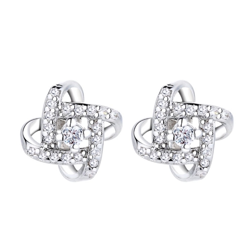 Swarovski Crystal & Sterling Silver Love Knot Stud Earrings